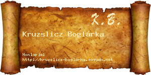Kruzslicz Boglárka névjegykártya